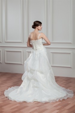 A-Line Spaghetti Straps Sleeveless Satin Organza Wedding Dresses 2030557