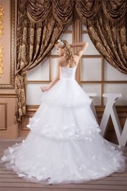 A-Line Strapless Satin Fine Netting Sleeveless Most Beautiful Wedding Dresses 2030559