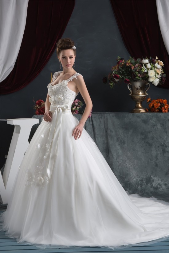 A-Line Straps Sleeveless Satin Lace Fine Netting Wedding Dresses 2030560 A-Line Straps Sleeveless Satin Lace Fine Netting Wedding Dresses 2030560