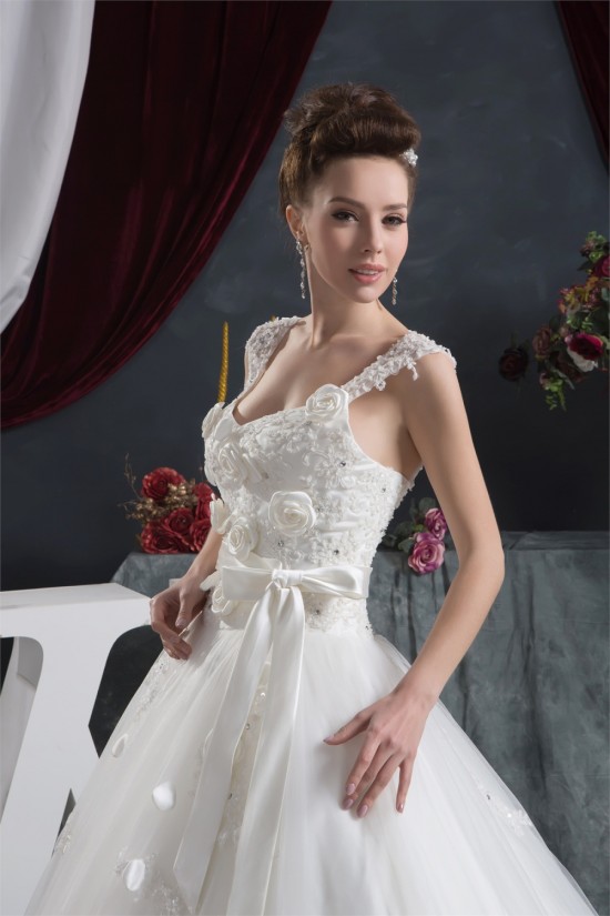 A-Line Straps Sleeveless Satin Lace Fine Netting Wedding Dresses 2030560 A-Line Straps Sleeveless Satin Lace Fine Netting Wedding Dresses 2030560