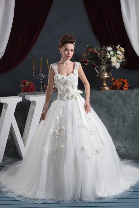 A-Line Straps Sleeveless Satin Lace Fine Netting Wedding Dresses 2030560 A-Line Straps Sleeveless Satin Lace Fine Netting Wedding Dresses 2030560