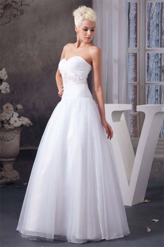 A-Line Sweetheart Satin Organza Sleeveless Beaded Floor Length Wedding Dresses 2030561 A-Line Sweetheart Satin Organza Sleeveless Beaded Floor Length Wedding Dresses 2030561
