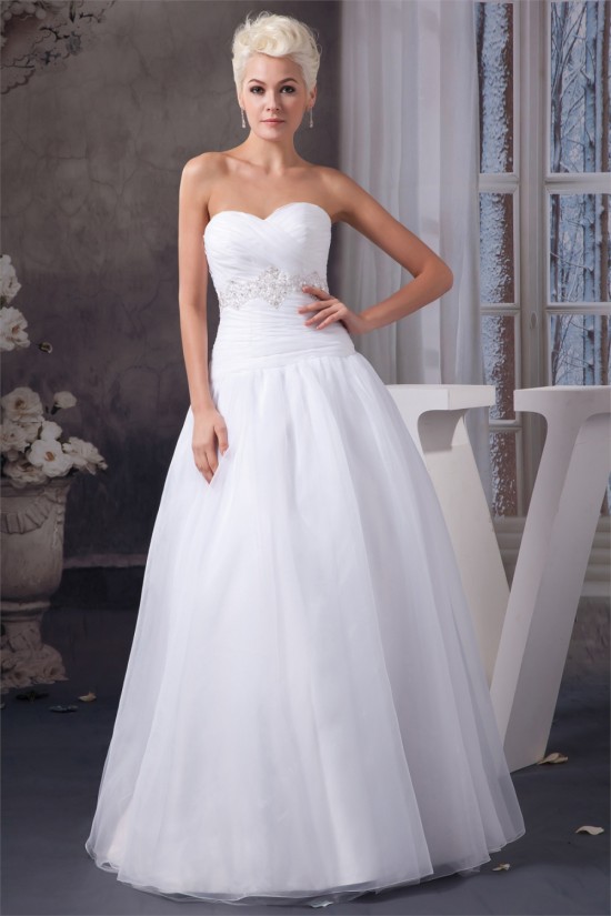 A-Line Sweetheart Satin Organza Sleeveless Beaded Floor Length Wedding Dresses 2030561 A-Line Sweetheart Satin Organza Sleeveless Beaded Floor Length Wedding Dresses 2030561