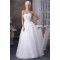 A-Line Sweetheart Satin Organza Sleeveless Beaded Floor Length Wedding Dresses 2030561