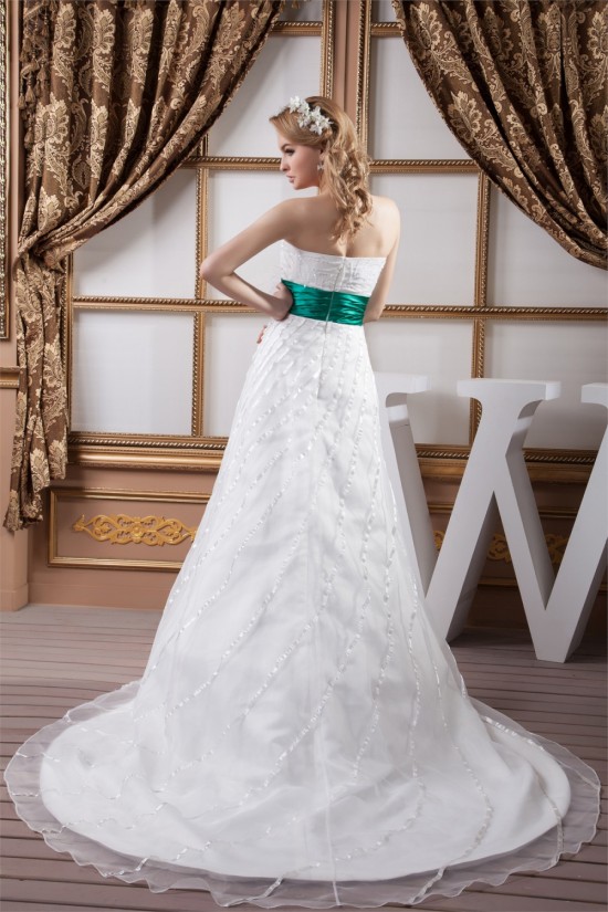A-Line Strapless Satin Sleeveless Beaded Wedding Dresses 2030562 A-Line Strapless Satin Sleeveless Beaded Wedding Dresses 2030562