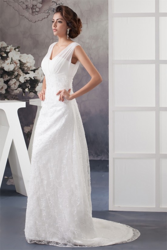 A-Line V-Neck Chiffon Silk like Satin Sleeveless New Arrival Wedding Dresses 2030567 A-Line V-Neck Chiffon Silk like Satin Sleeveless New Arrival Wedding Dresses 2030567