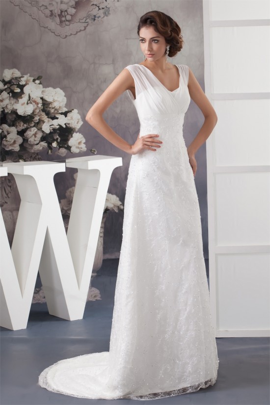 A-Line V-Neck Chiffon Silk like Satin Sleeveless New Arrival Wedding Dresses 2030567 A-Line V-Neck Chiffon Silk like Satin Sleeveless New Arrival Wedding Dresses 2030567
