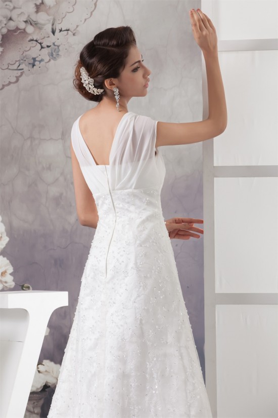 A-Line V-Neck Chiffon Silk like Satin Sleeveless New Arrival Wedding Dresses 2030567 A-Line V-Neck Chiffon Silk like Satin Sleeveless New Arrival Wedding Dresses 2030567