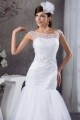 Amazing A-Line Satin Fine Netting Portrait Sleeveless Wedding Dresses 2030568
