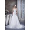 Amazing A-Line Satin Fine Netting Portrait Sleeveless Wedding Dresses 2030568