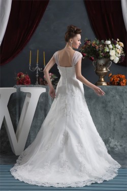 Amazing A-Line Satin Lace Straps Wedding Dresses 2030569