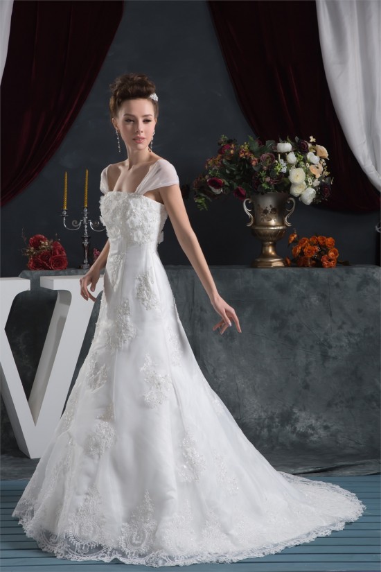Amazing A-Line Satin Lace Straps Wedding Dresses 2030569 Amazing A-Line Satin Lace Straps Wedding Dresses 2030569
