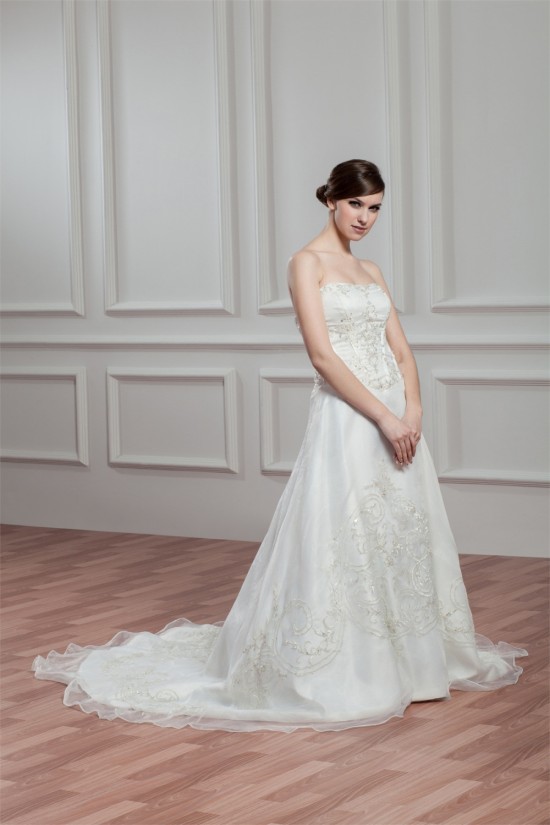 Amazing Satin Organza Sleeveless Strapless A-Line Wedding Dresses 2030575 Amazing Satin Organza Sleeveless Strapless A-Line Wedding Dresses 2030575