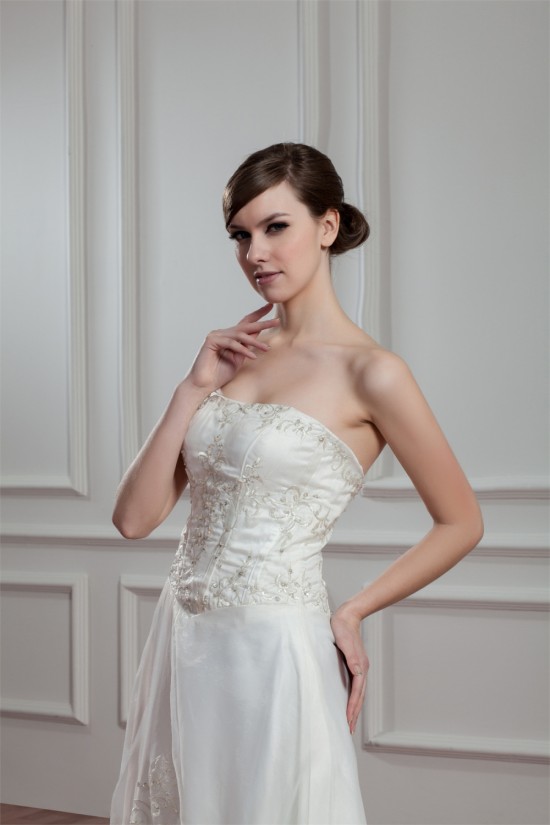 Amazing Satin Organza Sleeveless Strapless A-Line Wedding Dresses 2030575 Amazing Satin Organza Sleeveless Strapless A-Line Wedding Dresses 2030575