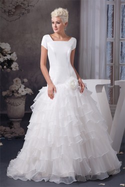 Amazing Satin Princess Sleeveless Portrait Wedding Dresses 2030576