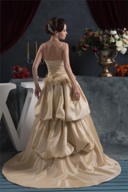 Amazing Satin Taffeta Sleeveless Spaghetti Straps Lace Wedding Dresses 2030578