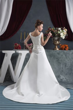 Amazing Scoop A-Line Sleeveless Satin Wedding Dresses 2030579