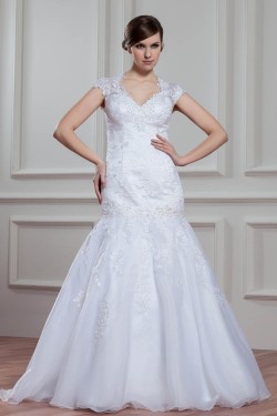 Amazing Sheer Satin Lace Organza Mermaid/Trumpet Wedding Dresses 2030580