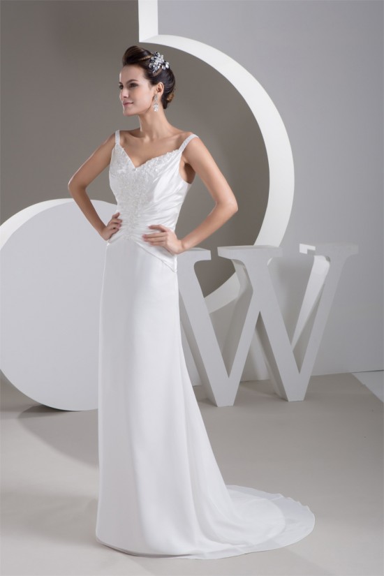 Amazing Sleeveless Chiffon A-Line V-Neck Wedding Dresses 2030582