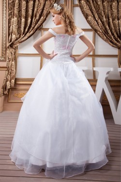 Amazing Ball Gown Off-the-Shoulder Satin Organza Wedding Dresses 2030583