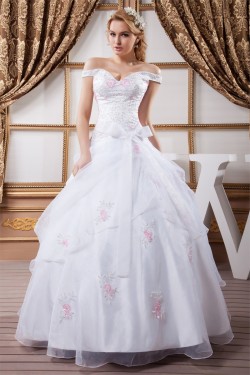 Amazing Ball Gown Off-the-Shoulder Satin Organza Wedding Dresses 2030583