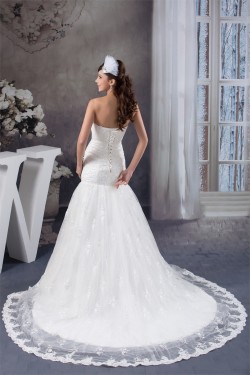 Amazing Sleeveless Satin Lace Strapless A-Line Wedding Dresses 2030584