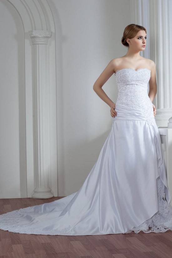 Amazing Sleeveless Satin Lace Sweetheart A-Line Lace Wedding Dresses 2030585 Amazing Sleeveless Satin Lace Sweetheart A-Line Lace Wedding Dresses 2030585