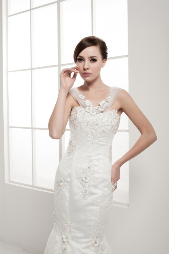 Amazing Trumpet/Mermaid Straps Satin Fine Netting Lace Wedding Dresses 2030590 Amazing Trumpet/Mermaid Straps Satin Fine Netting Lace Wedding Dresses 2030590