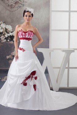 Amazing Sweetheart A-Line Sleeveless Satin Taffeta Wedding Dresses 2030592