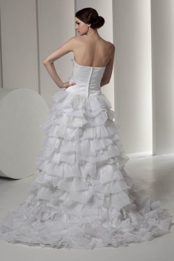 attractive Satin Strapless A-Line Sleeveless Wedding Dresses 2030597
