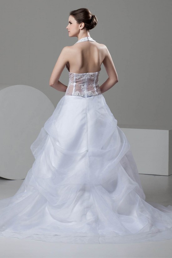 attractive Sleeveless A-Line Halter Satin Organza Wedding Dresses 2030598 attractive Sleeveless A-Line Halter Satin Organza Wedding Dresses 2030598