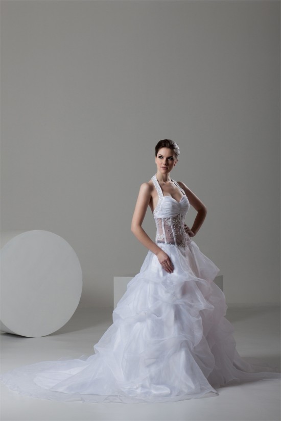attractive Sleeveless A-Line Halter Satin Organza Wedding Dresses 2030598 attractive Sleeveless A-Line Halter Satin Organza Wedding Dresses 2030598