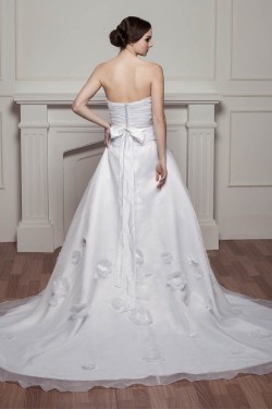 attractive Strapless Sleeveless Satin A-Line Wedding Dresses 2030599