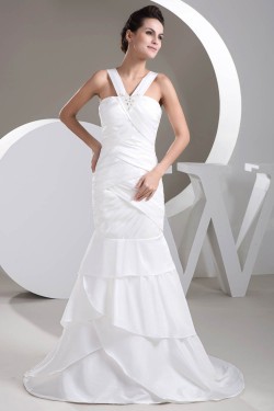 attractive V-Neck Mermaid/Trumpet Taffeta Wedding Dresses 2030600