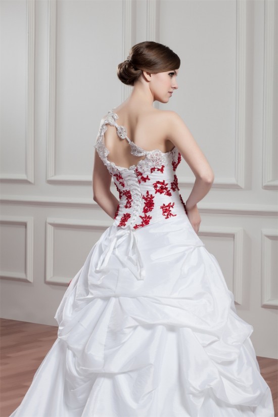 Ball Gown Organza Taffeta Sleeveless One-Shoulder Wedding Dresses 2030601 Ball Gown Organza Taffeta Sleeveless One-Shoulder Wedding Dresses 2030601