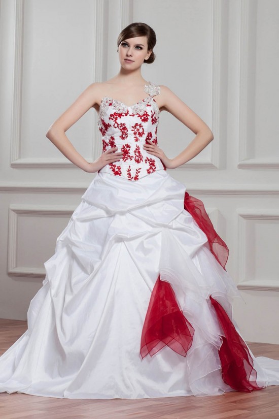 Ball Gown Organza Taffeta Sleeveless One-Shoulder Wedding Dresses 2030601 Ball Gown Organza Taffeta Sleeveless One-Shoulder Wedding Dresses 2030601