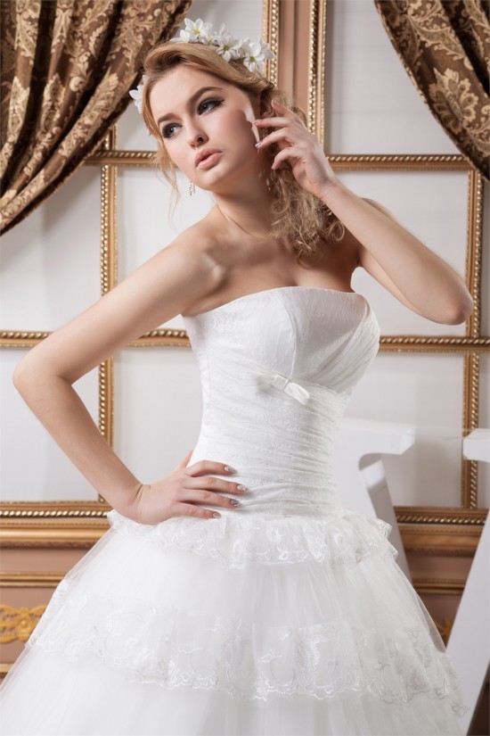 Ball Gown Satin Lace Fine Netting Strapless New Arrival Wedding Dresses 2030602