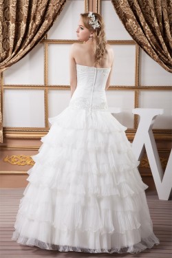 Ball Gown Sleeveless Satin Crunched Organza New Arrival Wedding Dresses 2030606