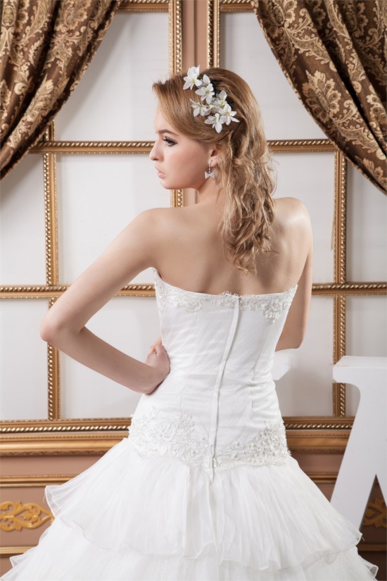 Ball Gown Sleeveless Satin Crunched Organza New Arrival Wedding Dresses 2030606
