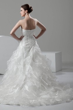 Ball Gown Sleeveless Satin Organza Sweetheart Embellished Wedding Dresses 2030608