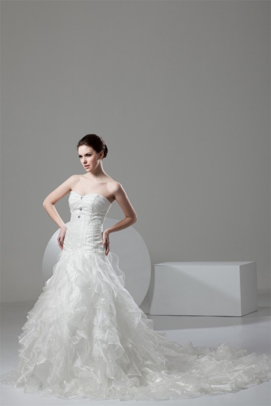 Ball Gown Sleeveless Satin Organza Sweetheart Embellished Wedding Dresses 2030608 Ball Gown Sleeveless Satin Organza Sweetheart Embellished Wedding Dresses 2030608