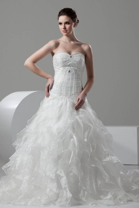 Ball Gown Sleeveless Satin Organza Sweetheart Embellished Wedding Dresses 2030608 Ball Gown Sleeveless Satin Organza Sweetheart Embellished Wedding Dresses 2030608