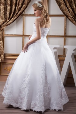 Ball Gown Sleeveless Sweetheart Satin Lace Wedding Dresses 2030609