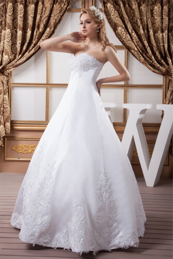 Ball Gown Sleeveless Sweetheart Satin Lace Wedding Dresses 2030609 Ball Gown Sleeveless Sweetheart Satin Lace Wedding Dresses 2030609
