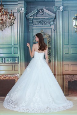 Ball Gown Sleeveless Sweetheart Satin Taffeta Fine Netting Wedding Dresses 2030610