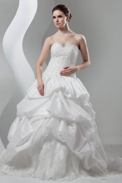 Ball Gown Sweetheart Sleeveless Lace Taffeta Lace Wedding Dresses 2030611
