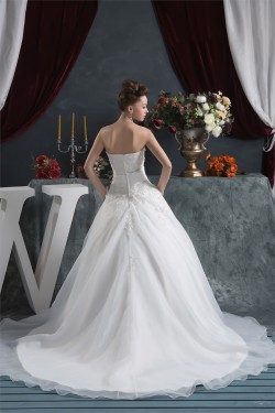 A-Line Sweetheart Sleeveless Satin Satin Organza Lace Wedding Dresses 2030612