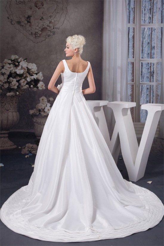 Beautiful A-Line Satin Taffeta Sleeveless Straps Wedding Dresses 2030614 Beautiful A-Line Satin Taffeta Sleeveless Straps Wedding Dresses 2030614