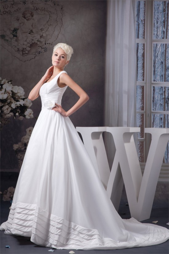 Beautiful A-Line Satin Taffeta Sleeveless Straps Wedding Dresses 2030614 Beautiful A-Line Satin Taffeta Sleeveless Straps Wedding Dresses 2030614