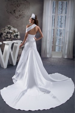 Beautiful A-Line Sleeveless Satin Taffeta Straps Wedding Dresses 2030616